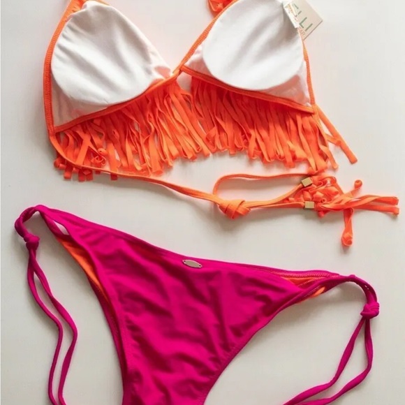 Gemelli Neon Fringe Bikini Set S 8, M 10 - Picture 2 of 3